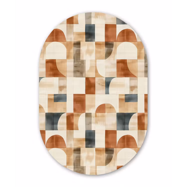Muurovaal glas - Terracotta - Geometrisch - Aquarel - Textuur — 1