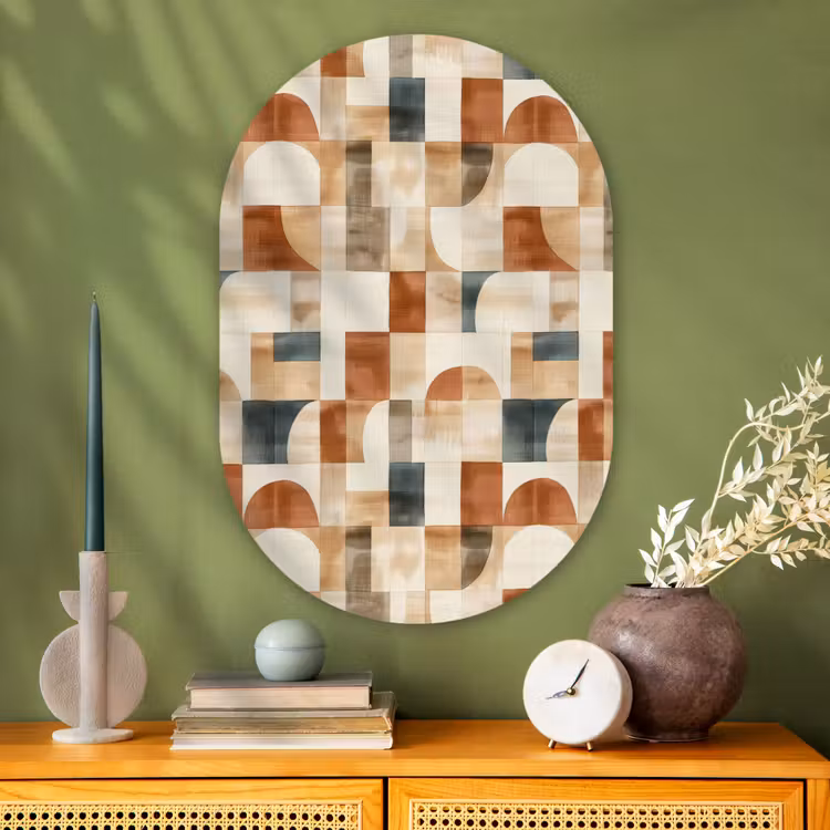 Muurovaal glas - Terracotta - Geometrisch - Aquarel - Textuur — 2