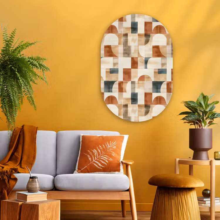 Muurovaal glas - Terracotta - Geometrisch - Aquarel - Textuur — 3