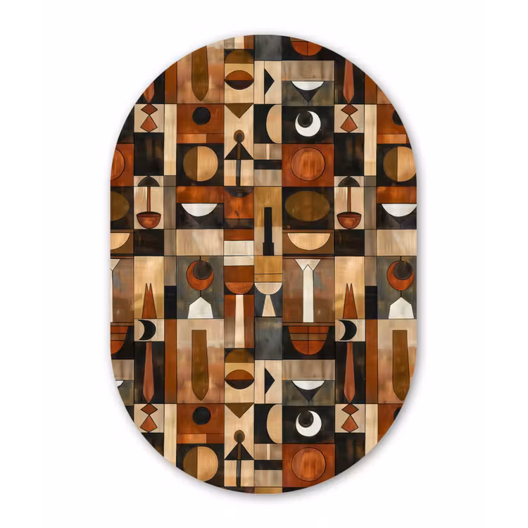 Muurovaal glas - Terracotta - Geometrisch - Mid-Century - Patroon — 1