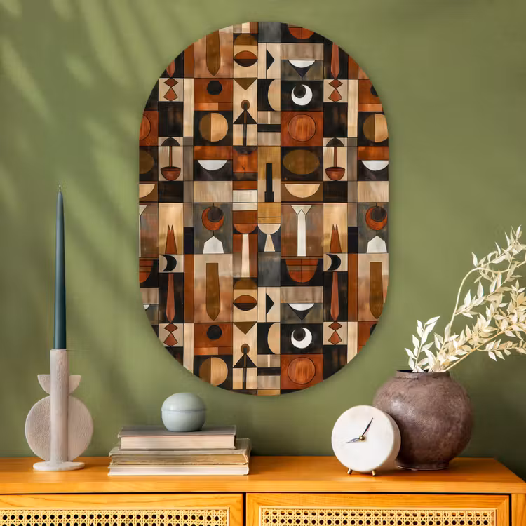 Muurovaal glas - Terracotta - Geometrisch - Mid-Century - Patroon — 2