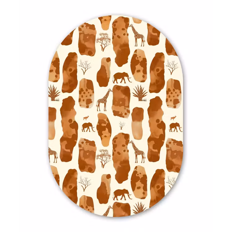Muurovaal glas - Terracotta - Safari - Dieren - Patroon — 1