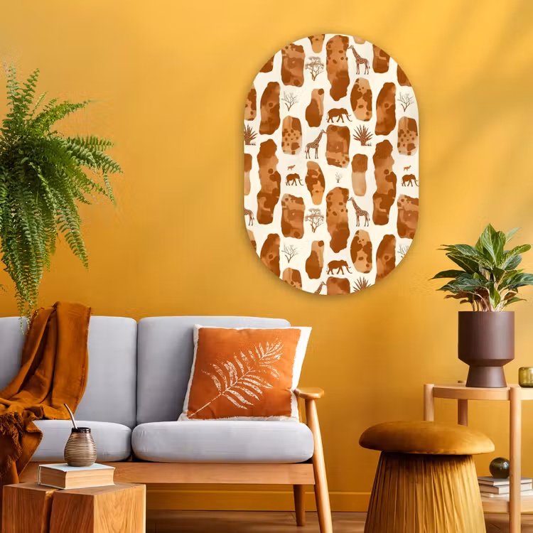 Muurovaal glas - Terracotta - Safari - Dieren - Patroon — 3