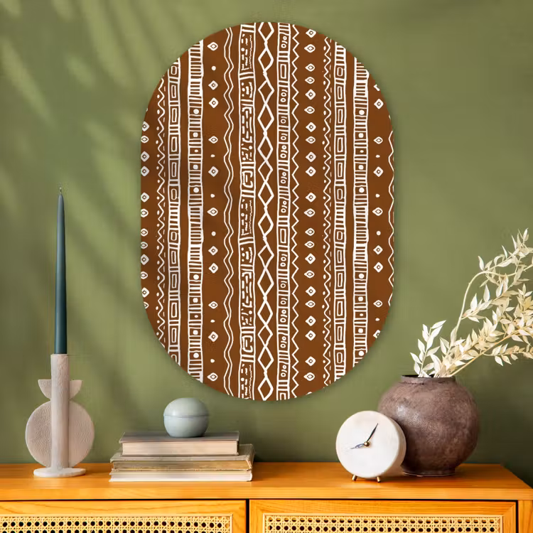 Muurovaal glas - Chocoladebruin - Etnisch - Tribaal - Patroon — 2