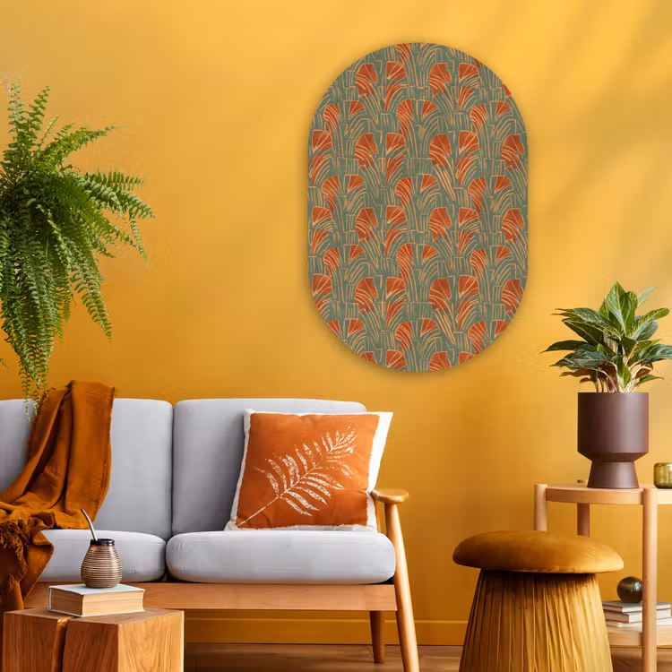 Muurovaal glas - Groen - Terracotta - Deco - Waaiers — 3