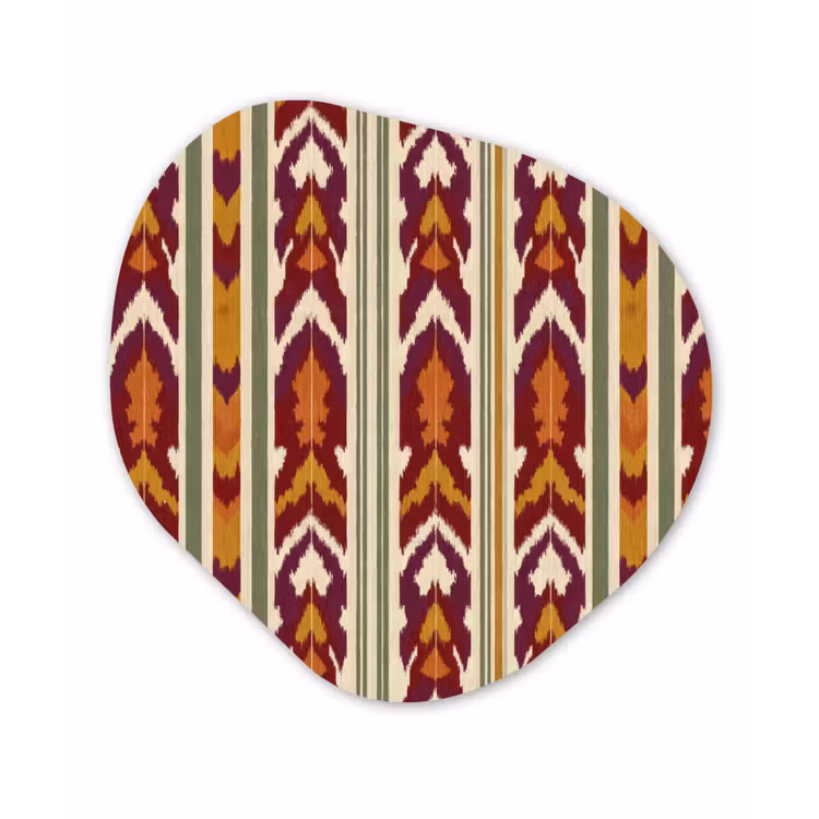 Organisch schilderij glas - Ikat - Bordeauxrood - Etnisch - Patroon — 1
