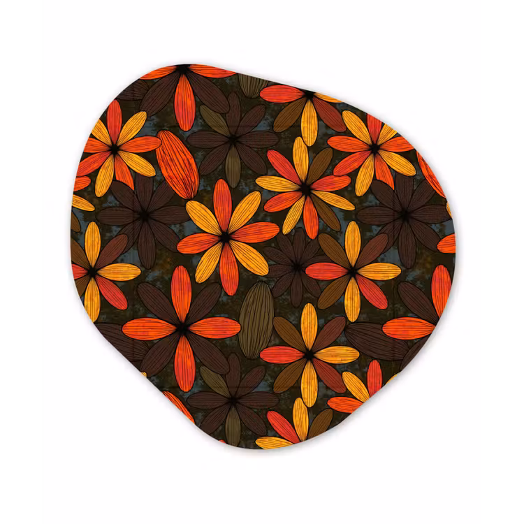 Organisch schilderij glas - Oranje - Retro - Bloemen - Herfst — 1
