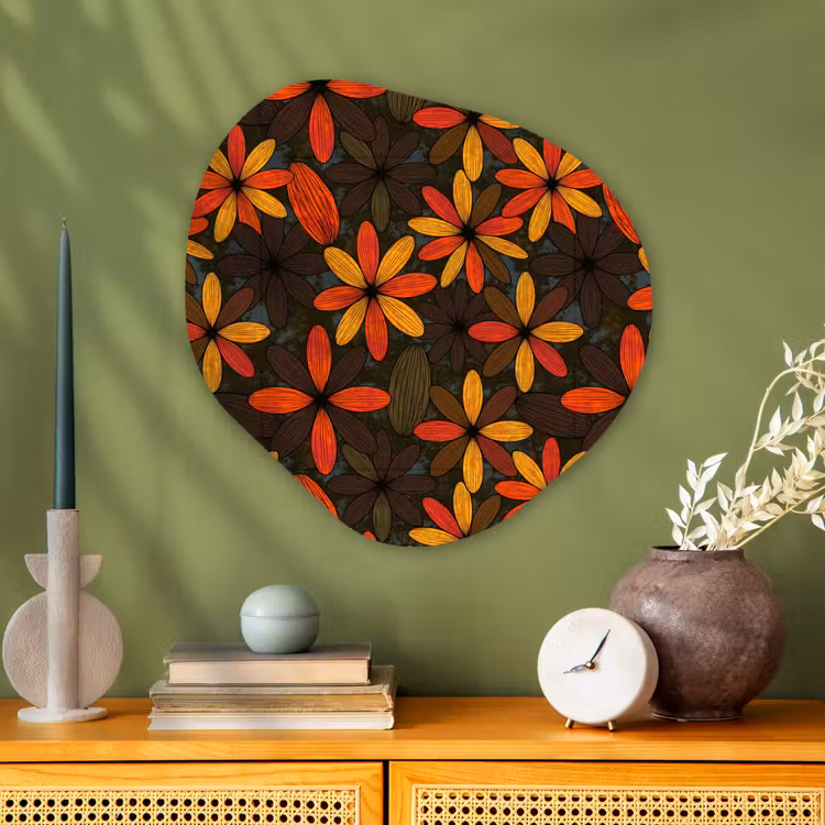 Organisch schilderij glas - Oranje - Retro - Bloemen - Herfst — 2