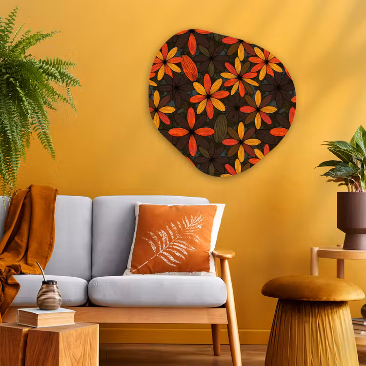Organisch schilderij glas - Oranje - Retro - Bloemen - Herfst — 3