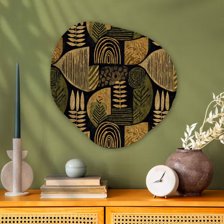 Organisch schilderij glas - Zwart - Okergeel - Botanisch - Textuur — 2