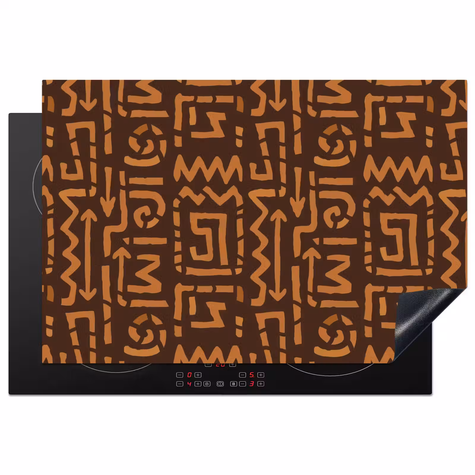 Inductiebeschermer - Chocoladebruin - Etnisch - Tribaal - Symbolen — 1