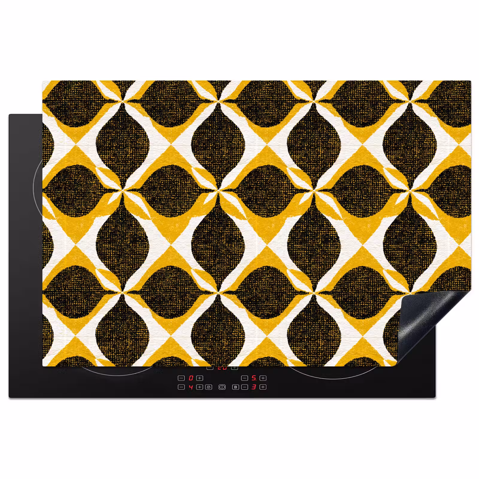 Inductiebeschermer - Geel - Zwart - Geometrisch - Retro - Textuur — 1