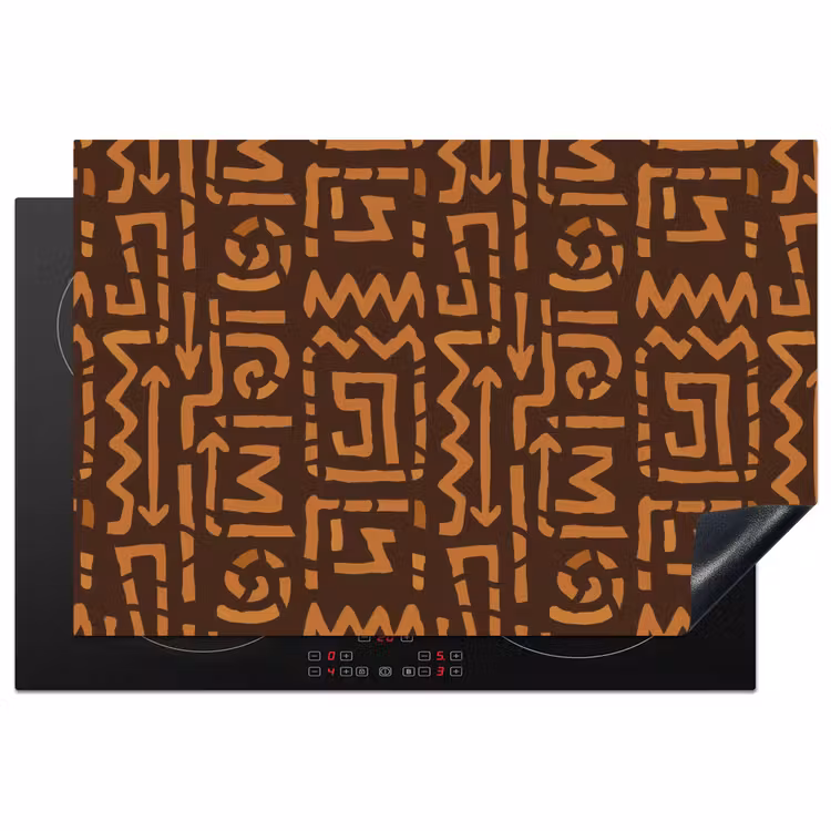 Inductiebeschermer - Chocoladebruin - Etnisch - Tribaal - Symbolen — 1