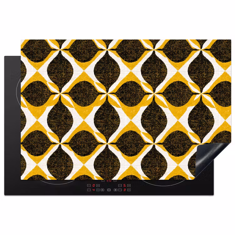 Inductiebeschermer - Geel - Zwart - Geometrisch - Retro - Textuur — 1