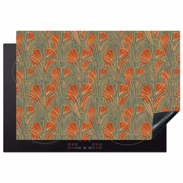Inductiebeschermer - Groen - Terracotta - Deco - Waaiers — 1