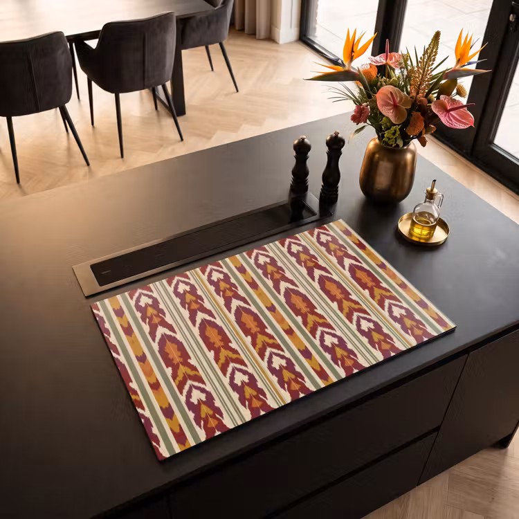 Inductiebeschermer - Ikat - Bordeauxrood - Etnisch - Patroon — 2