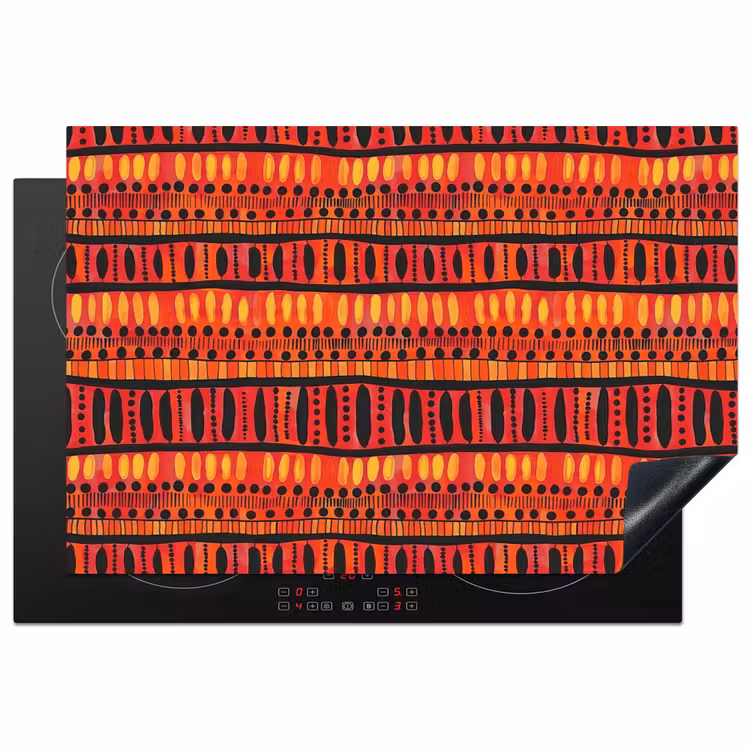 Inductiebeschermer - Rood - Oranje - Etnisch - Expressief - Patroon — 1