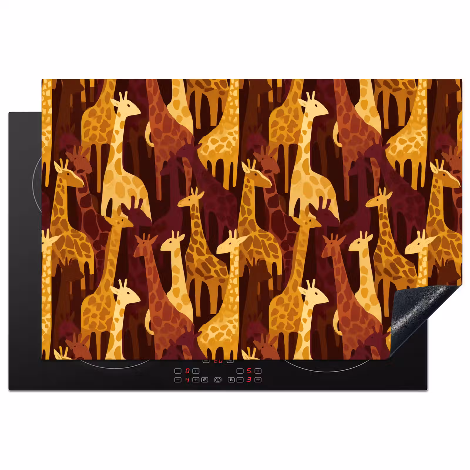 Inductiebeschermer - Bruin - Giraffen - Safari - Patroon — 1