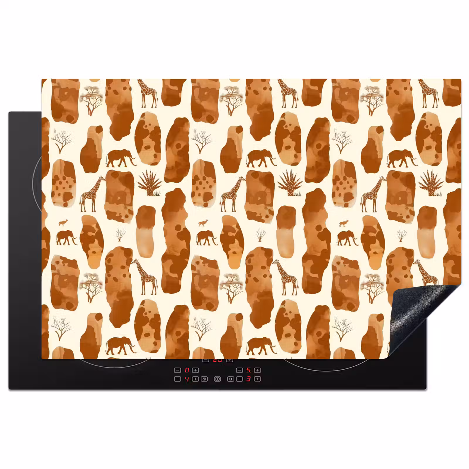 Inductiebeschermer - Terracotta - Safari - Dieren - Patroon — 1