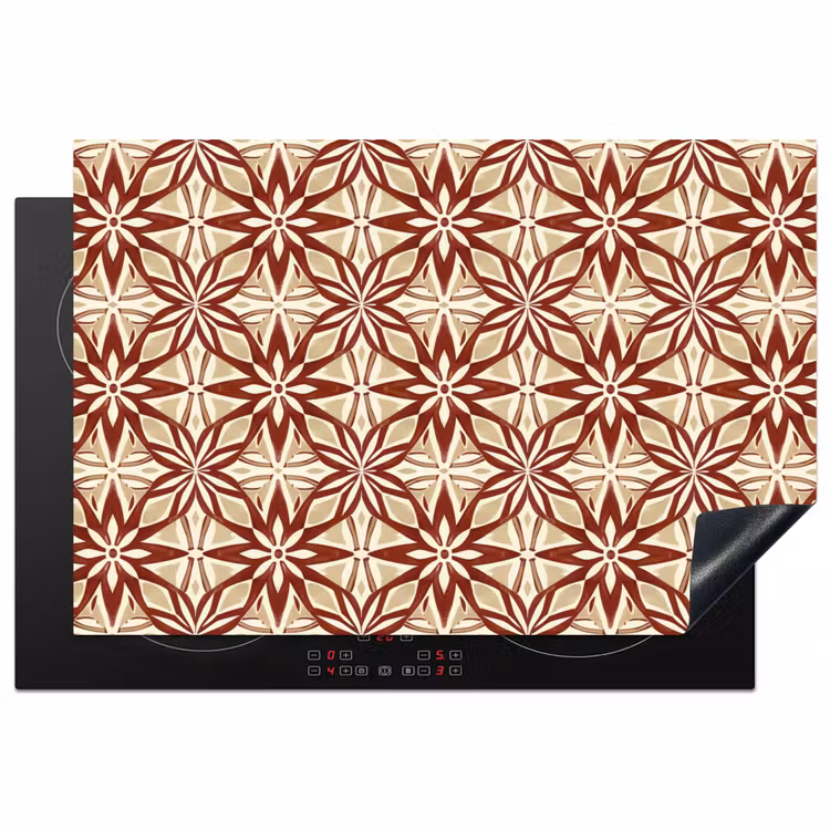 Inductiebeschermer - Bordeauxrood - Geometrisch - Tegel - Patroon — 1