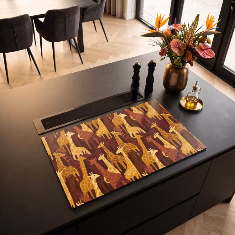 Inductiebeschermer - Bruin - Giraffen - Safari - Patroon — 2
