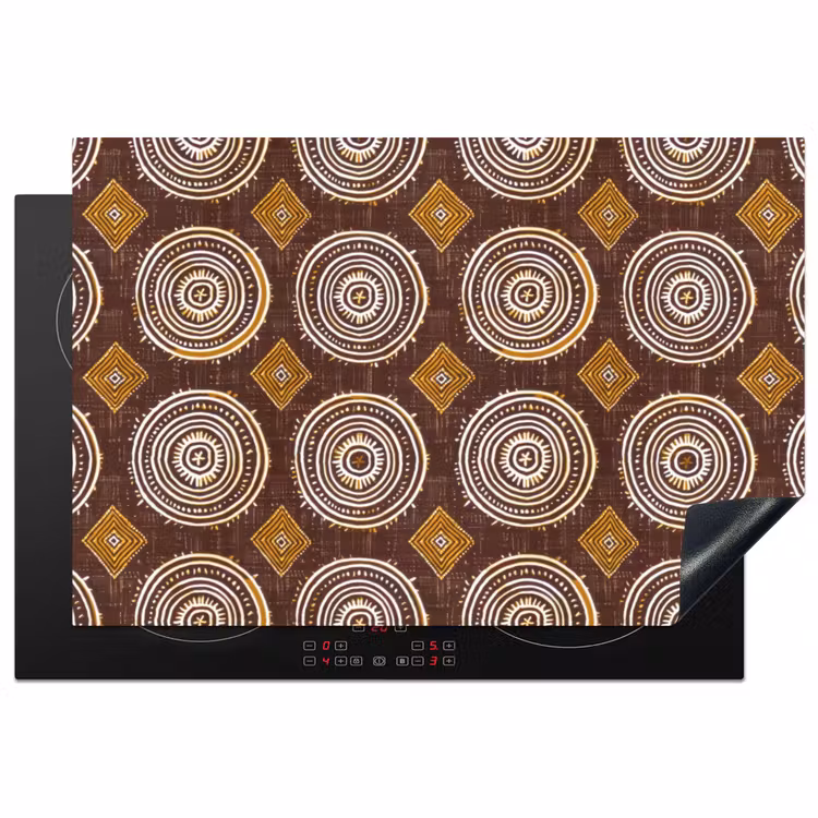 Inductiebeschermer - Chocoladebruin - Etnisch - Tribaal - Cirkels - Patroon — 1