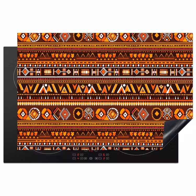 Inductiebeschermer - Oranje - Etnisch - Tribaal - Geometrisch - Patroon — 1