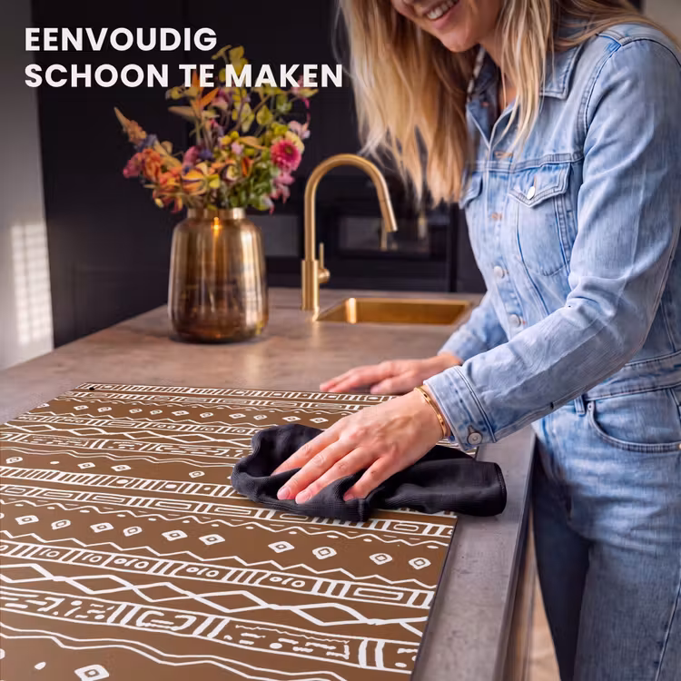 Inductiebeschermer & spatscherm (2in1) - Chocoladebruin - Etnisch - Tribaal - Patroon — 5