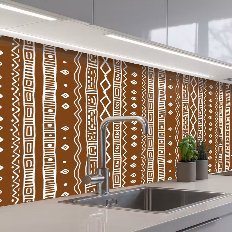 Keuken achterwand - Chocoladebruin - Etnisch - Tribaal - Patroon — 2