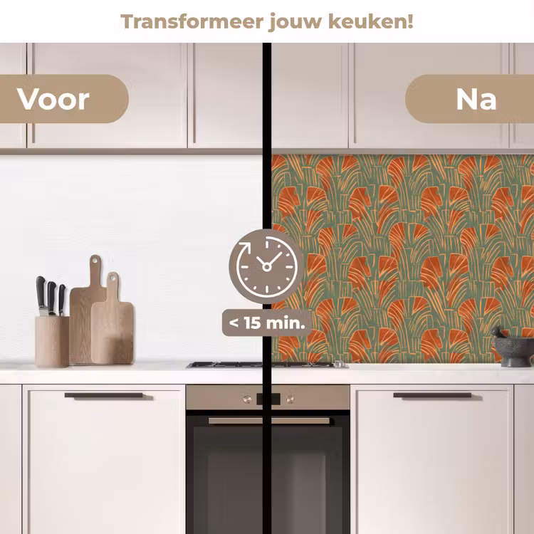 Keuken achterwand - Groen - Terracotta - Deco - Waaiers — 3