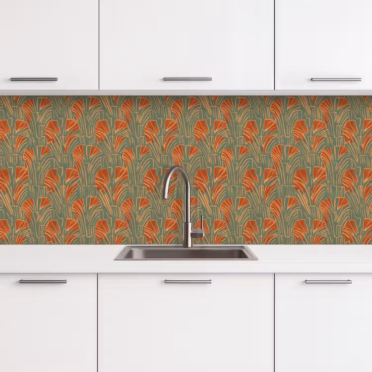 Keuken achterwand - Groen - Terracotta - Deco - Waaiers — 4