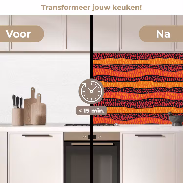 Keuken achterwand - Oranje - Roze - Expressief - Patroon — 3