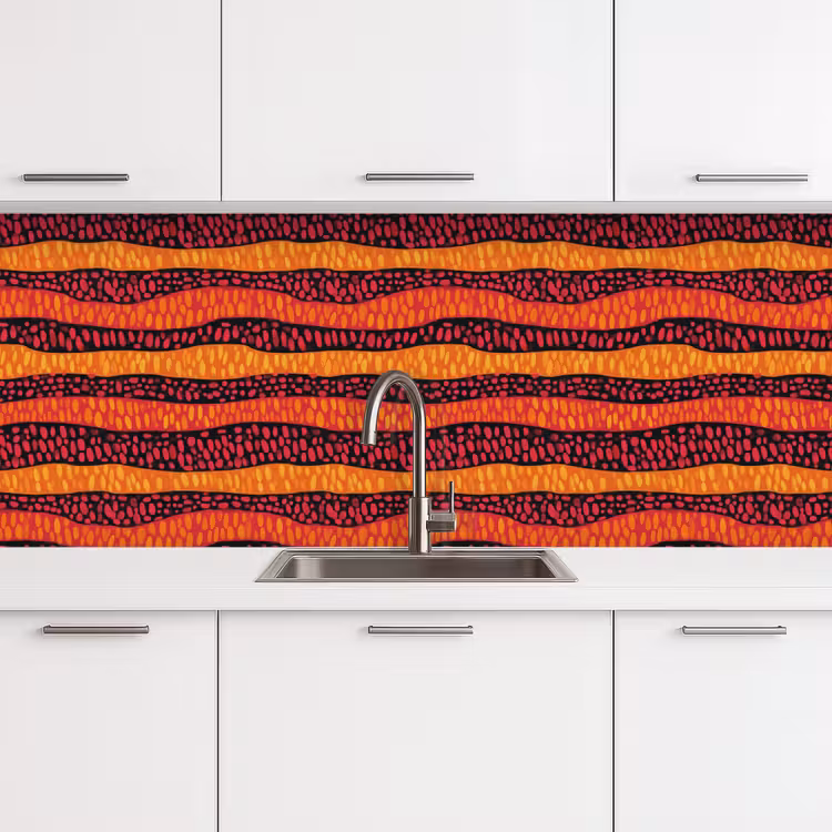Keuken achterwand - Oranje - Roze - Expressief - Patroon — 4