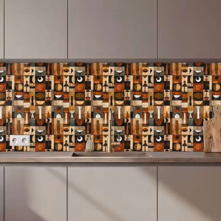 Keuken achterwand - Terracotta - Geometrisch - Mid-Century - Patroon — 1