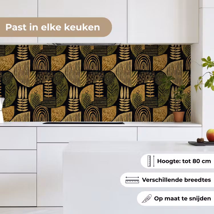 Keuken achterwand - Zwart - Okergeel - Botanisch - Textuur — 7