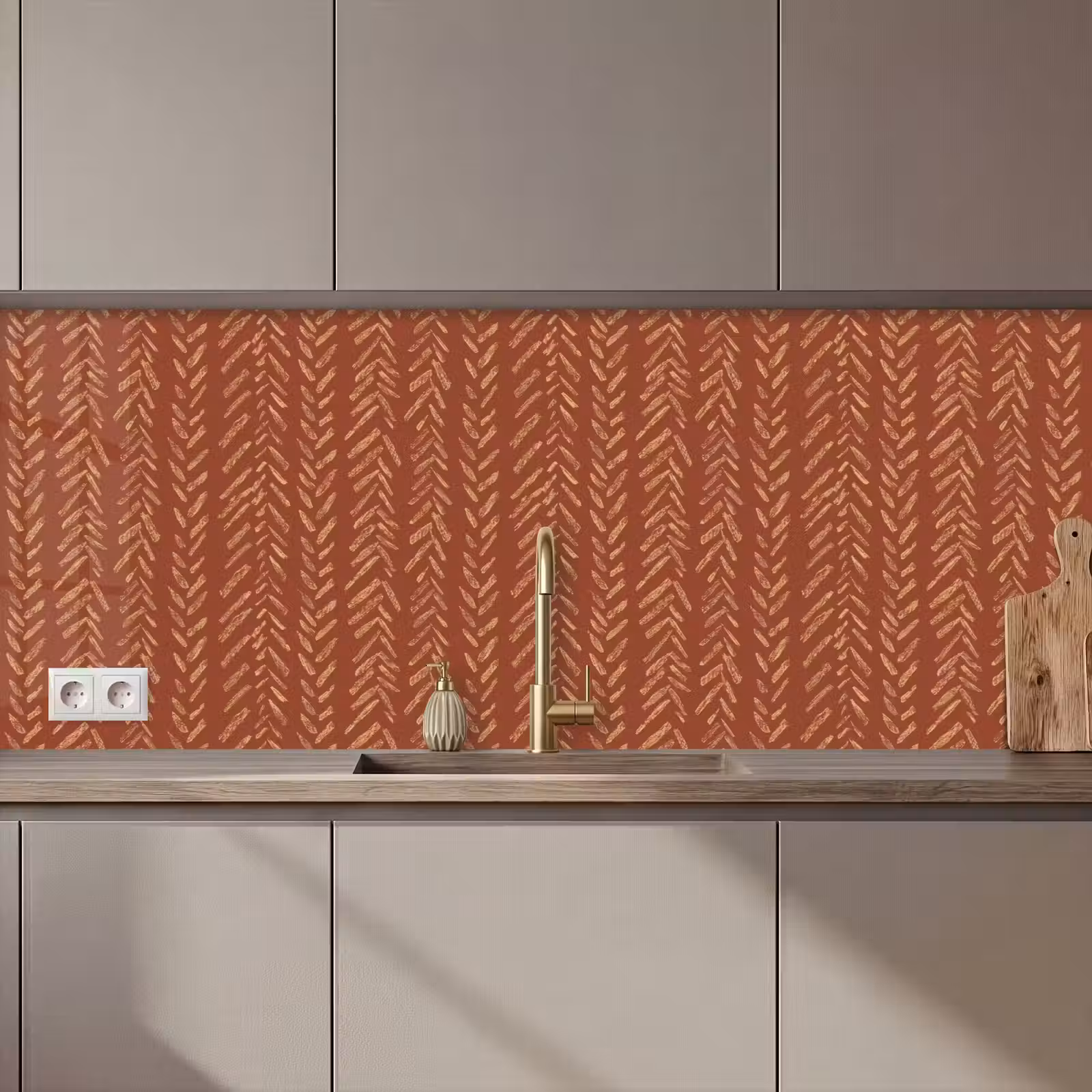 Keuken achterwand - Terracotta - Visgraat - Ambachtelijk - Patroon — 1