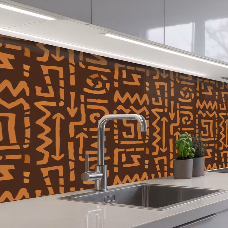 Keuken achterwand - Chocoladebruin - Etnisch - Tribaal - Symbolen — 2