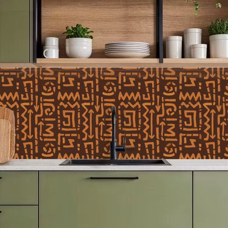 Keuken achterwand - Chocoladebruin - Etnisch - Tribaal - Symbolen — 8