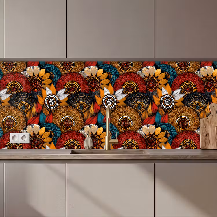 Keuken achterwand - Kleurrijk - Aboriginal - Dot Painting - Botanisch - Patroon — 1