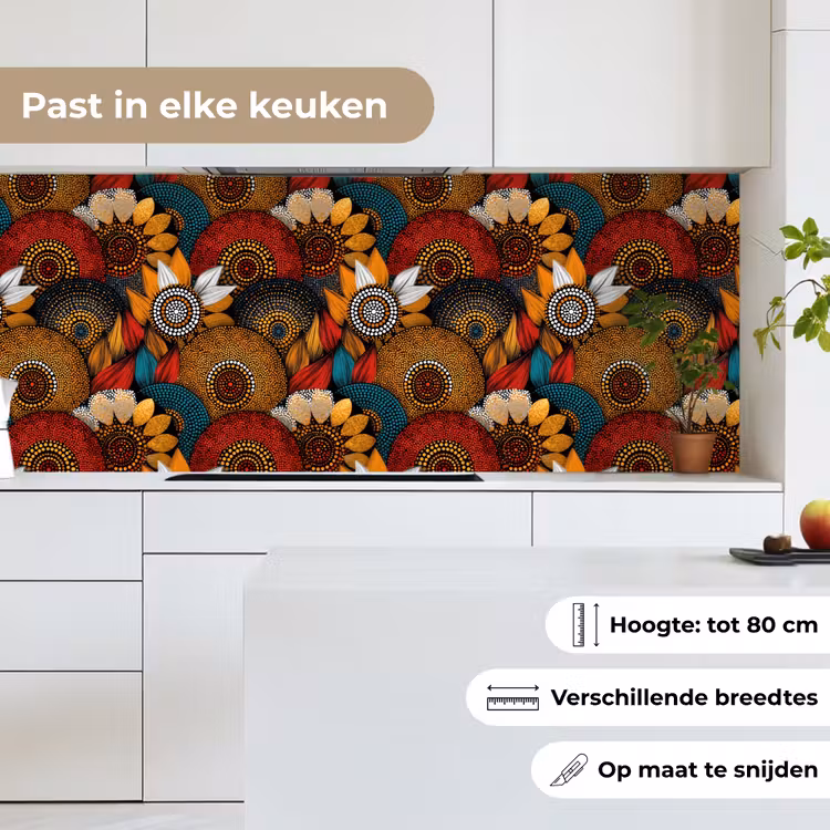 Keuken achterwand - Kleurrijk - Aboriginal - Dot Painting - Botanisch - Patroon — 7