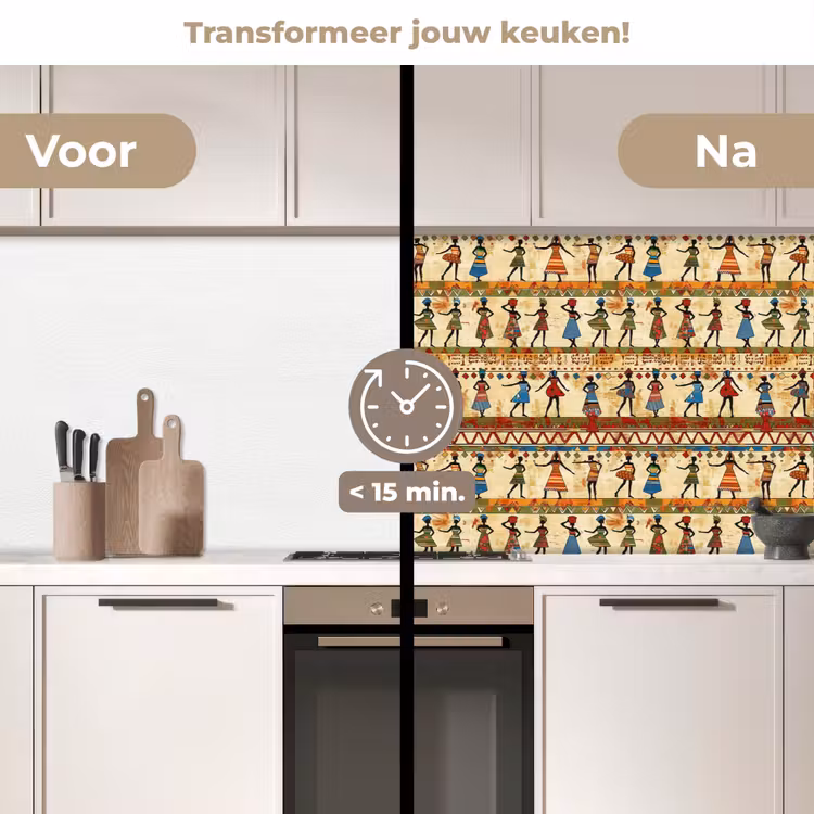 Keuken achterwand - Kleurrijk - Afrikaans - Etnisch - Dansende Vrouwen - Patroon — 3