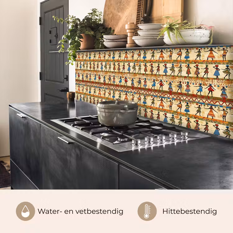 Keuken achterwand - Kleurrijk - Afrikaans - Etnisch - Dansende Vrouwen - Patroon — 5