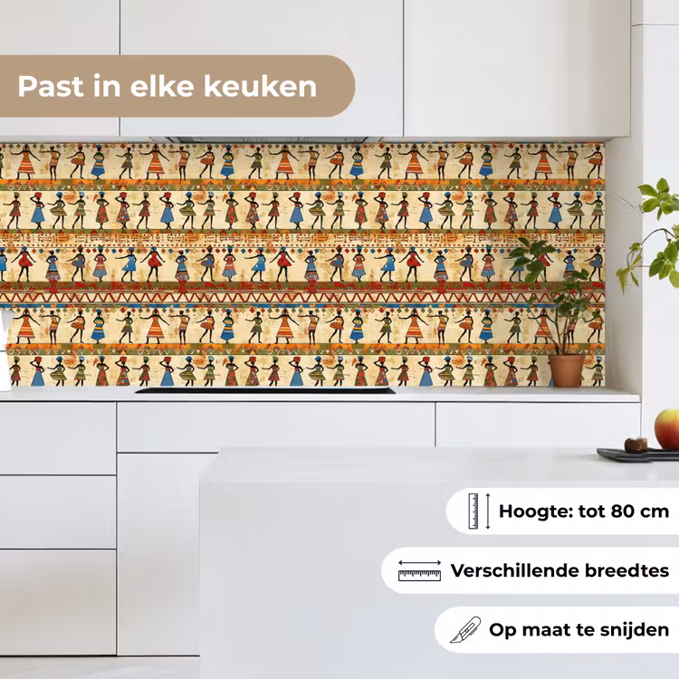 Keuken achterwand - Kleurrijk - Afrikaans - Etnisch - Dansende Vrouwen - Patroon — 7