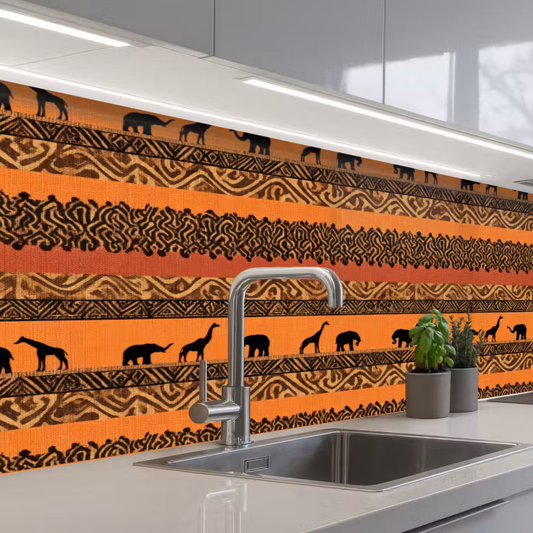 Keuken achterwand - Oranje - Safari - Afrikaans - Dieren - Patroon — 2