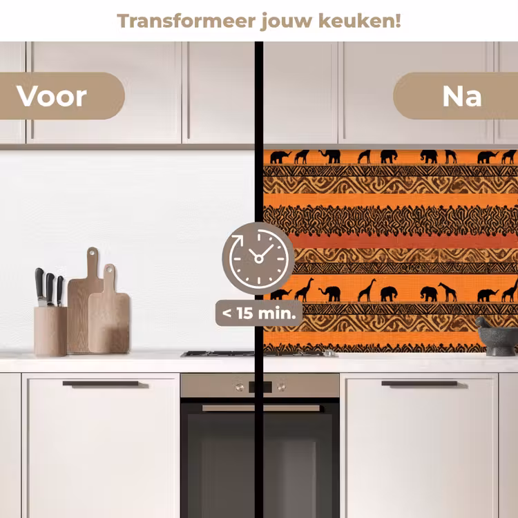 Keuken achterwand - Oranje - Safari - Afrikaans - Dieren - Patroon — 3