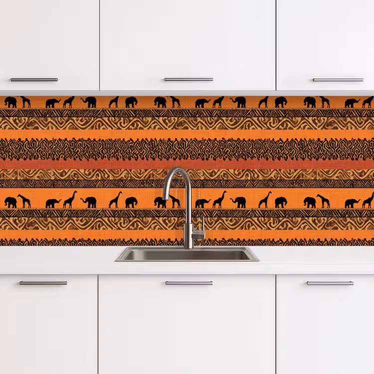 Keuken achterwand - Oranje - Safari - Afrikaans - Dieren - Patroon — 4