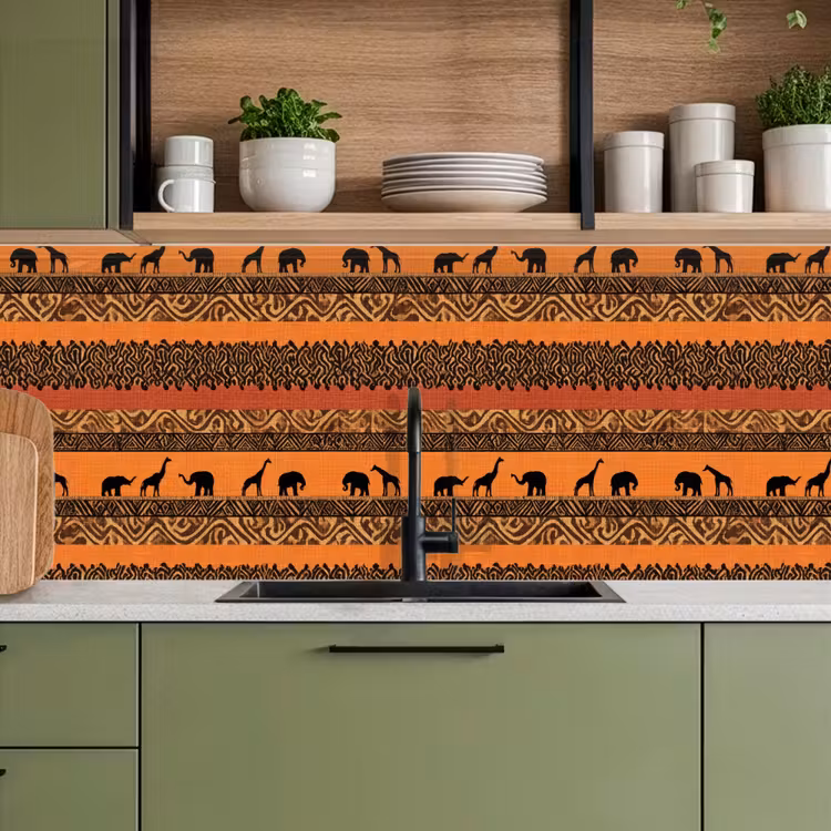 Keuken achterwand - Oranje - Safari - Afrikaans - Dieren - Patroon — 8