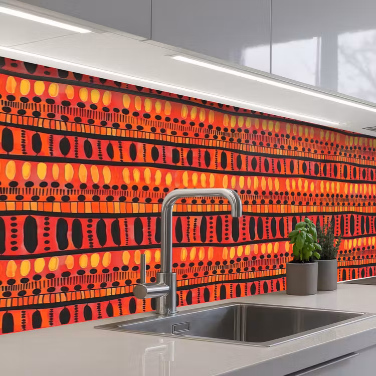 Keuken achterwand - Rood - Oranje - Etnisch - Expressief - Patroon — 2