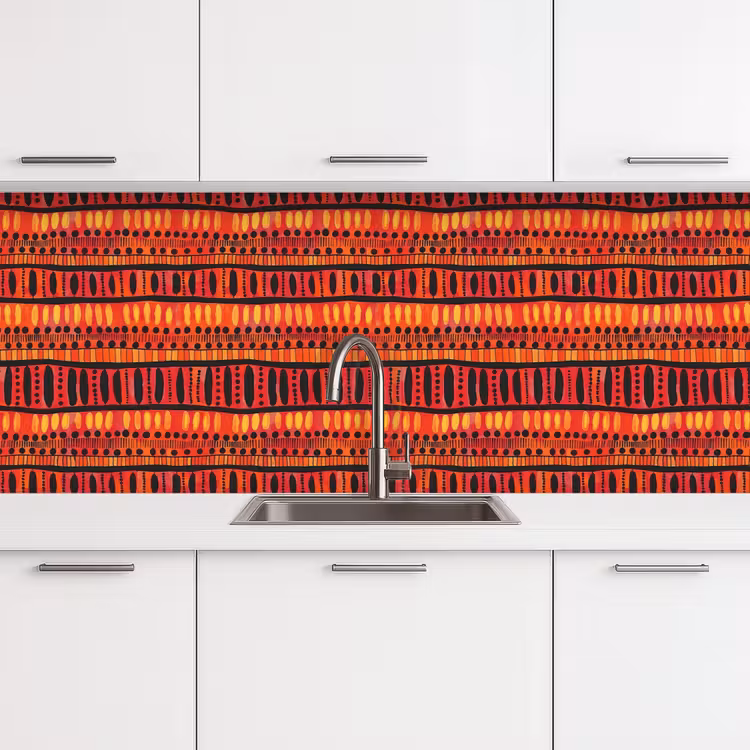 Keuken achterwand - Rood - Oranje - Etnisch - Expressief - Patroon — 4