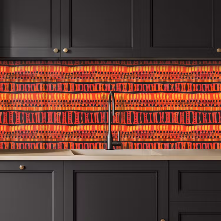 Keuken achterwand - Rood - Oranje - Etnisch - Expressief - Patroon — 6